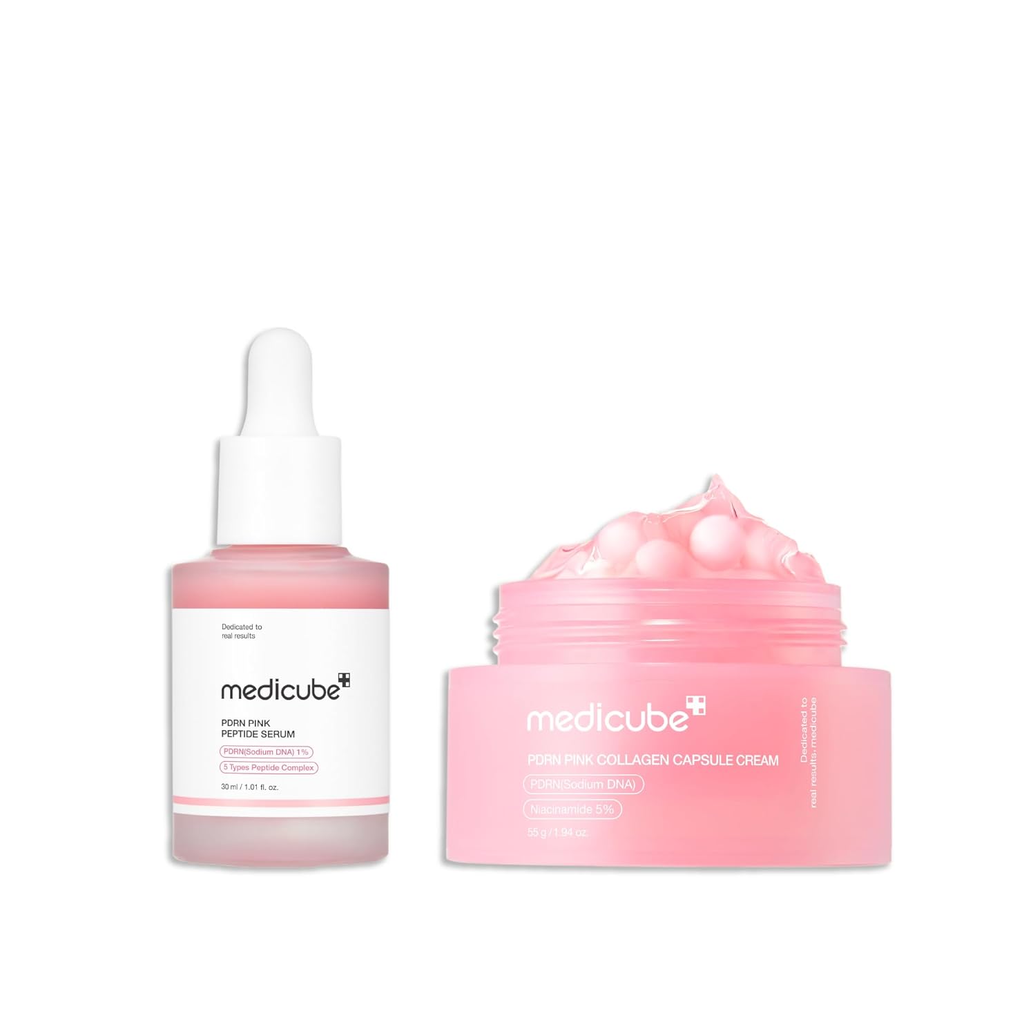 medicube Overnight Renewal Salmon PDRN Duo: Salmon DNA PDRN Pink Peptide Serum and Salmon DNA PDRN Pink Collagen Capsule Cream, Gifts for Women, Skin Care Set