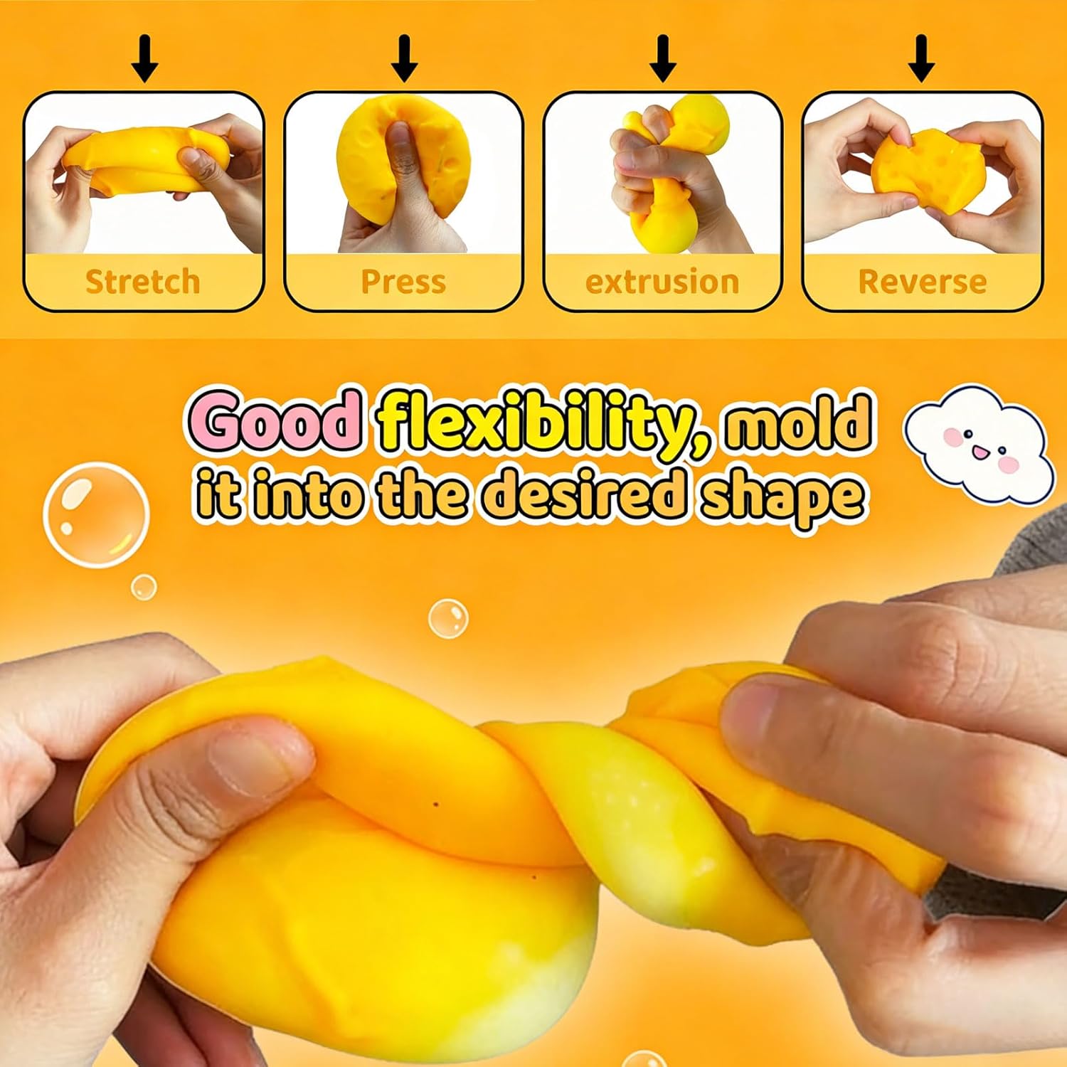 2 Packs Yellow Cheese Squishy Slow Rising, Squishy Squeeze Cheese Block, Soft Novelty Toy, Stress Balls for Adults Rebounding Sensory Squishys Cheese