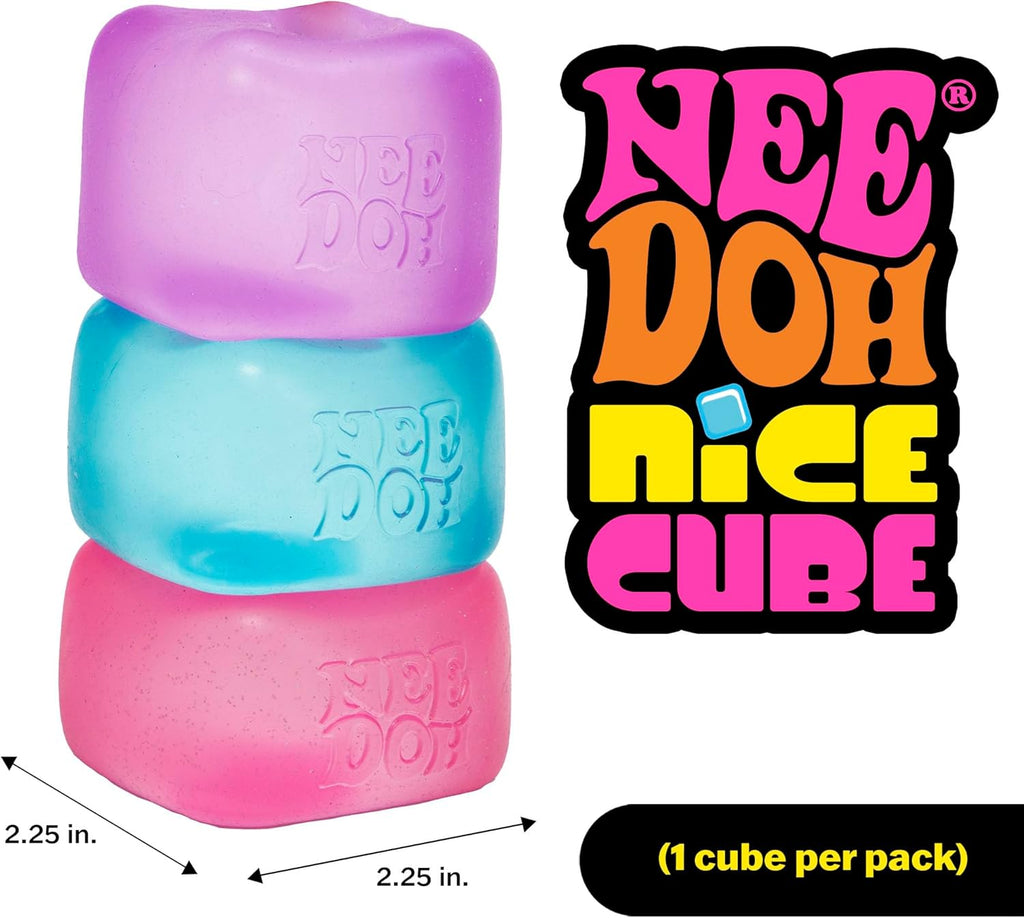 Schylling NeeDoh Nice Cube -Sensory Squeeze Toy with Super Solid Squish - 2.25" Cube (Purple)