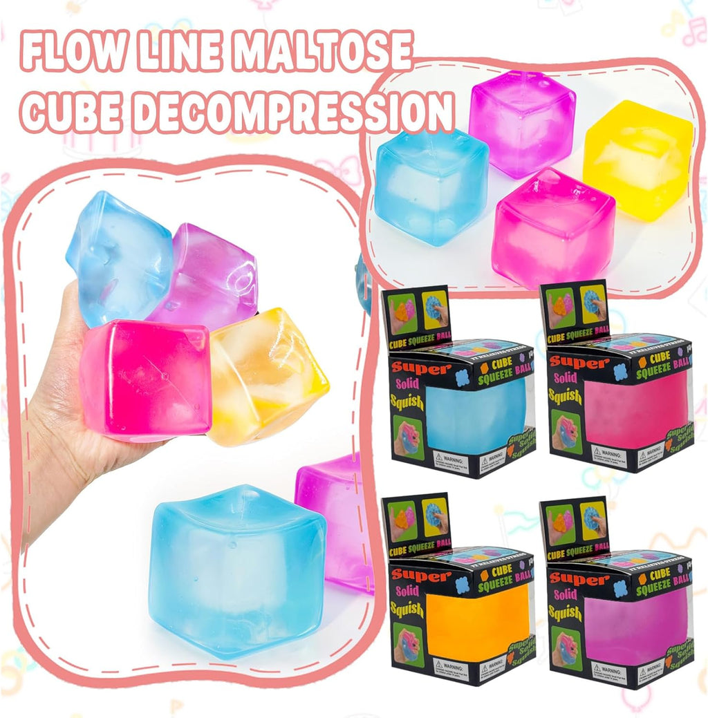 Doh Nice Cube for Kids Adults, Fidget Toys Slow Rising Fidget Cube Sensory for Anxiety Stress Relief High Density, Squishies Ice Squeeze Ball, Fidgets for Classroom Prize Toys (3#c)