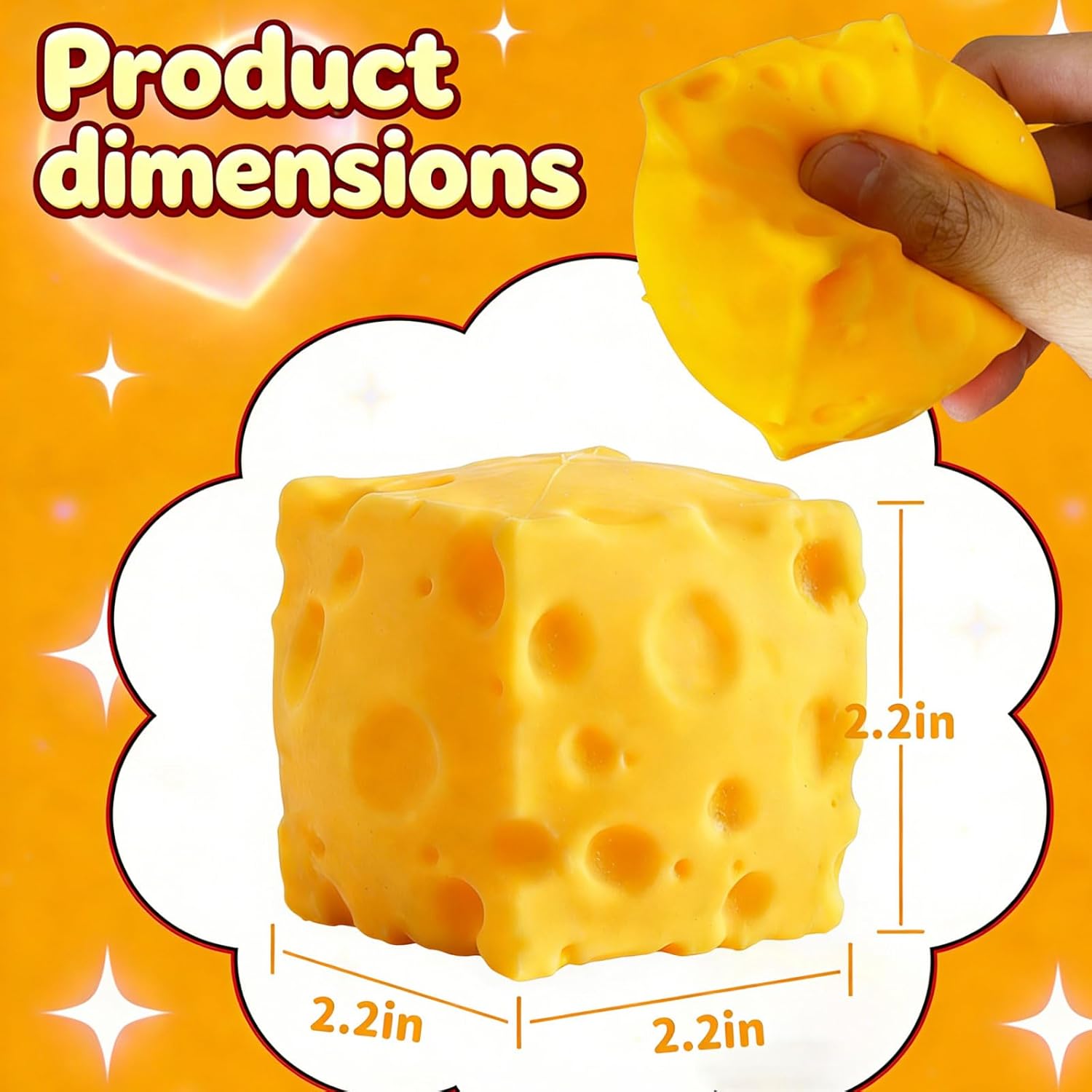 2 Packs Yellow Cheese Squishy Slow Rising, Squishy Squeeze Cheese Block, Soft Novelty Toy, Stress Balls for Adults Rebounding Sensory Squishys Cheese