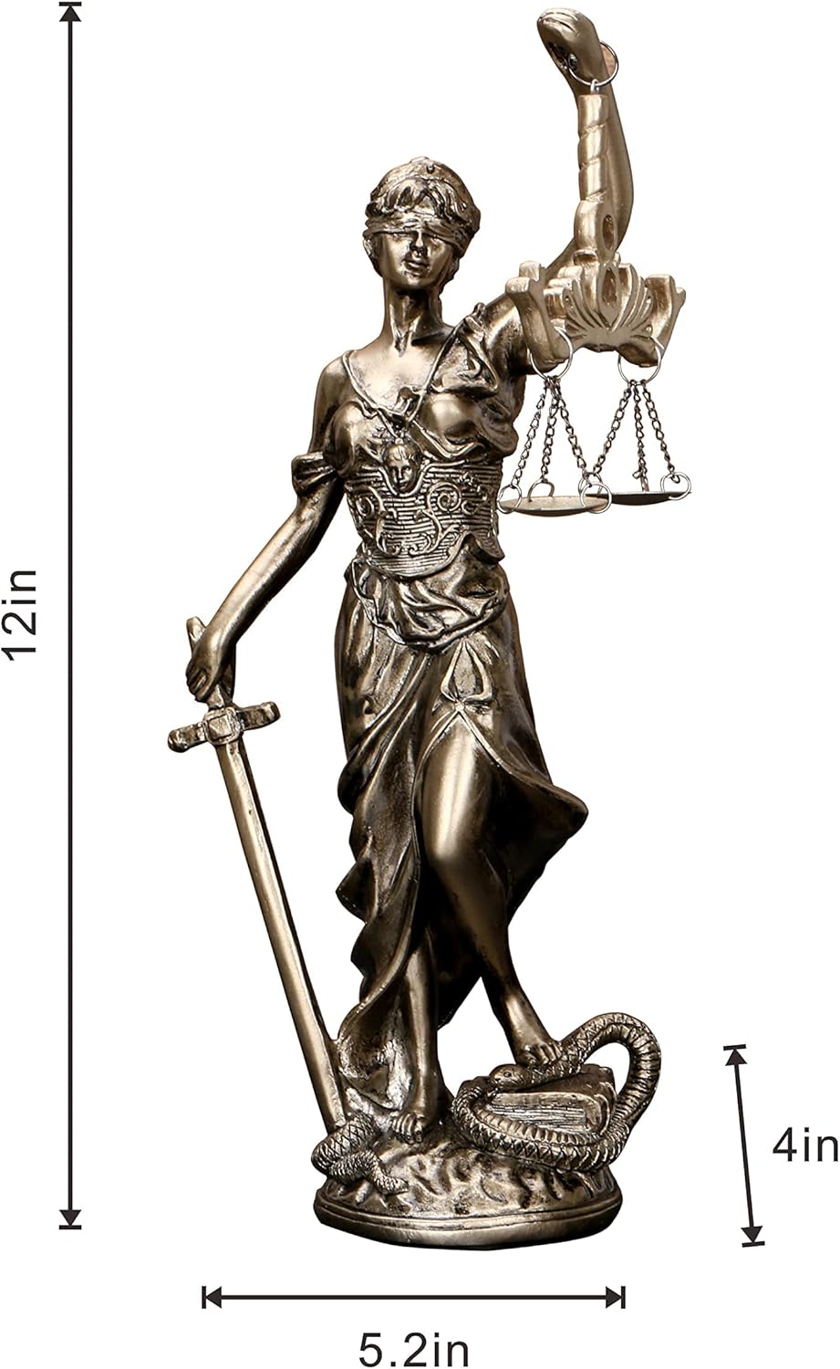 Lady of Justice Statue Lady Justice Statue Blind Goddess of Justice Sculpture 12inch Greek Roman Angel Scales of Justice Blind Statues for Home Decor Office Bookshelf Desk Bookcase 1
