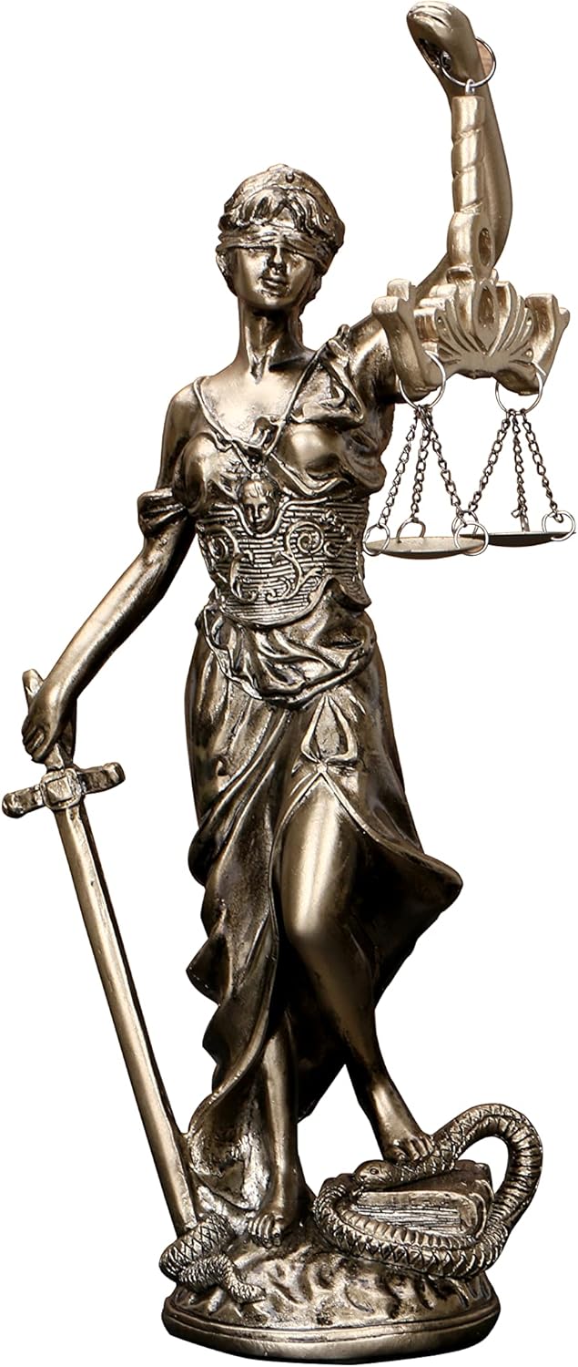 Lady of Justice Statue Lady Justice Statue Blind Goddess of Justice Sculpture 12inch Greek Roman Angel Scales of Justice Blind Statues for Home Decor Office Bookshelf Desk Bookcase 1
